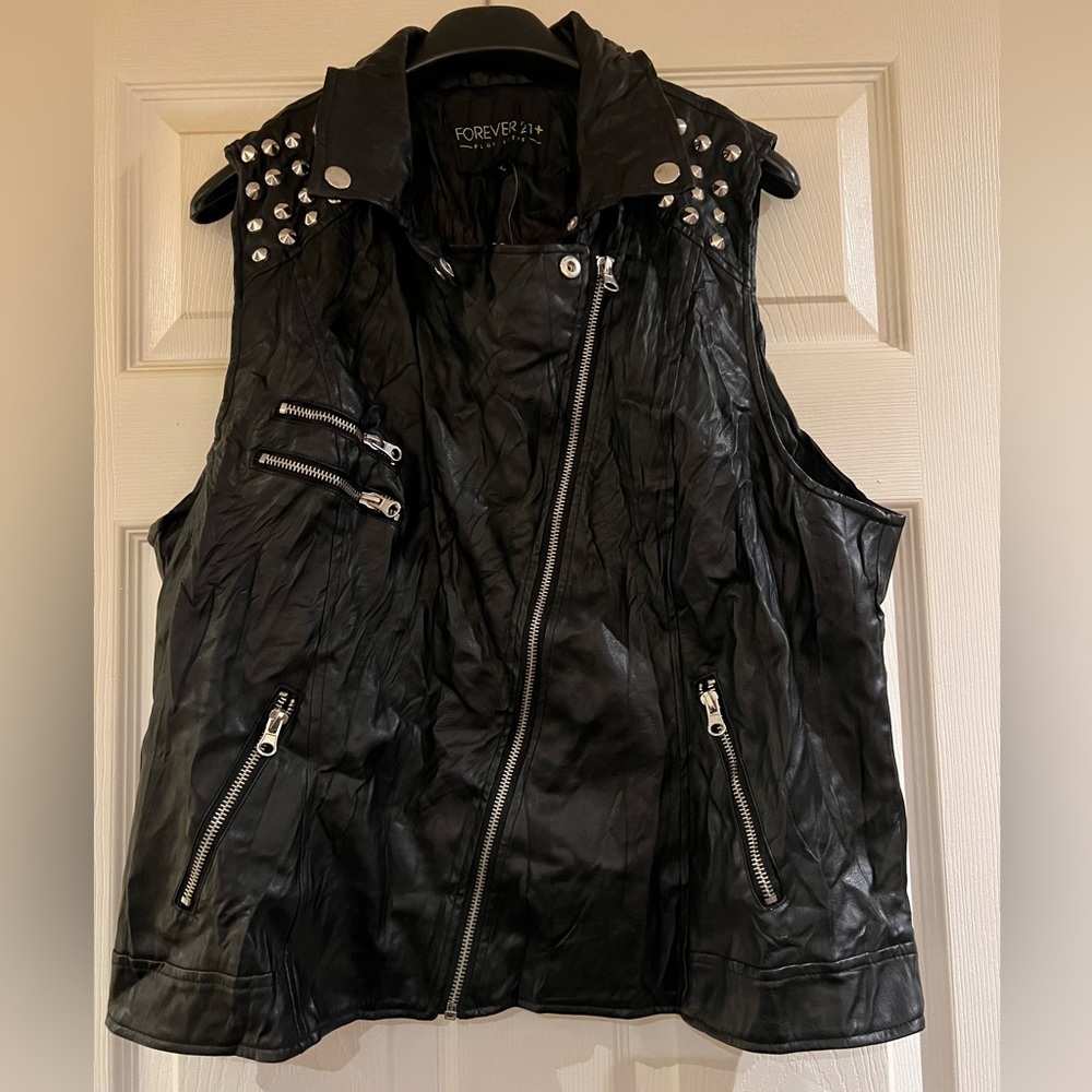 Black Studded Leather Vest